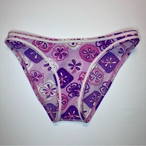 Vintage Retro y2k Rusty Women's Bikini Bottoms Floral Purple Pink White Small